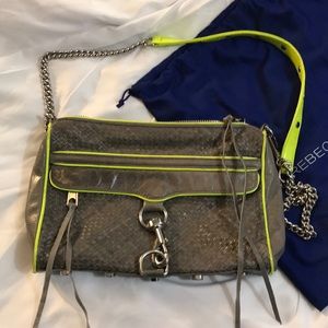 Rebecca minkoff MAC bag gray and neon yellow